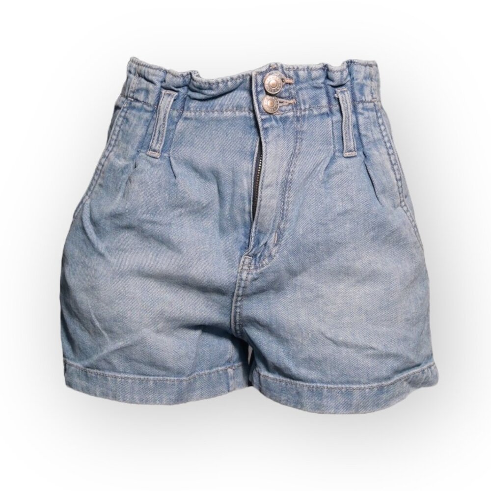 Super High-Waisted Denim Mom Shorts